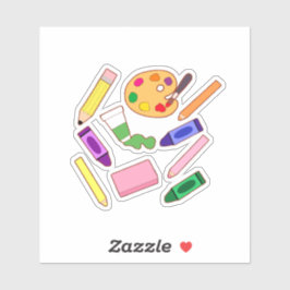 Farbenfrohe Kunstmaterialien Aufkleber