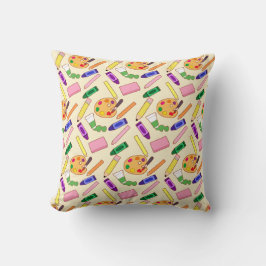 Farbenfrohe Kunstmaterialien Kissen