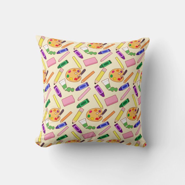 Farbenfrohe Kunstmaterialien Kissen (Vorderseite)