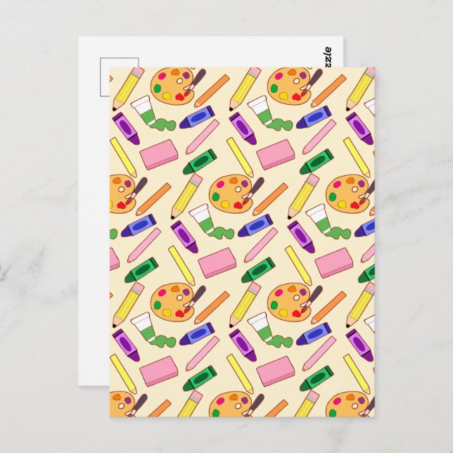 Farbenfrohe Kunstmaterialien Postkarte (Vorne/Hinten)