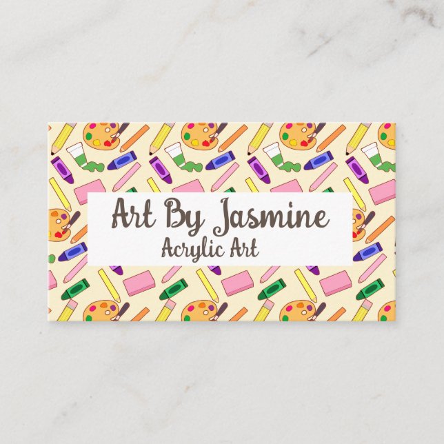 Farbenfrohe Kunstmaterialien Visitenkarte (Vorderseite)