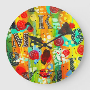 Farbenfrohe Kunstuhr von Patricia Stuart Originals Große Wanduhr