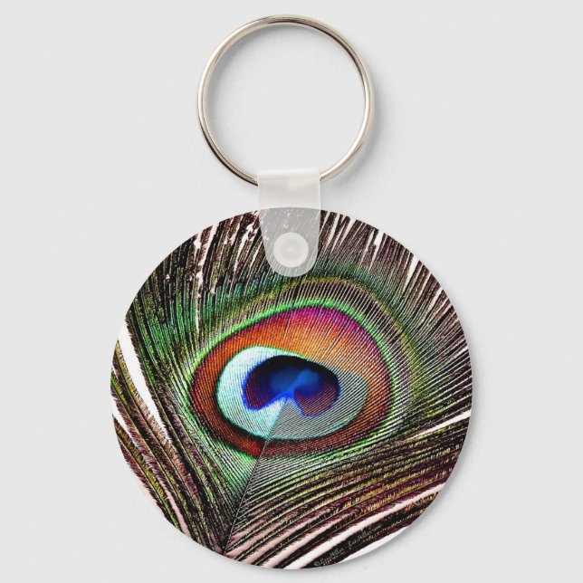 Farbenfrohe Kupfer Peacock Feaather Schlüsselanhänger (Vorderseite)