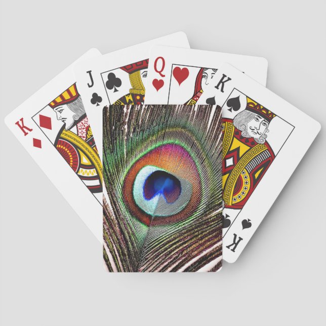 Farbenfrohe Kupfer Peacock Feaather Spielkarten (Rückseite)