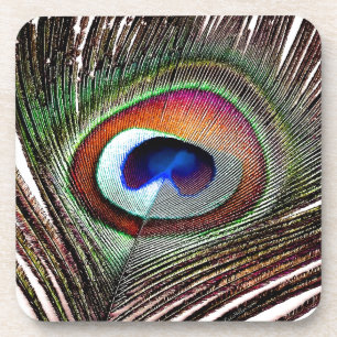 Farbenfrohe Kupfer Peacock Feaather Untersetzer
