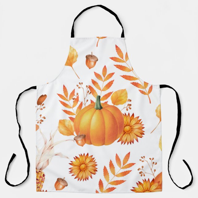 Farbenfrohe Kürbis im Oktober Herbstmuster Schürze (Vorderseite)
