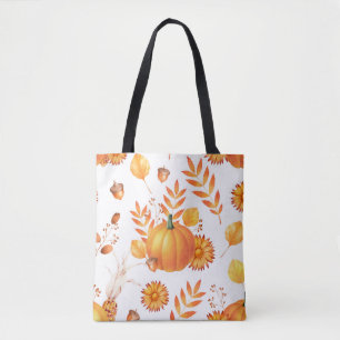 Farbenfrohe Kürbis im Oktober Herbstmuster Tasche