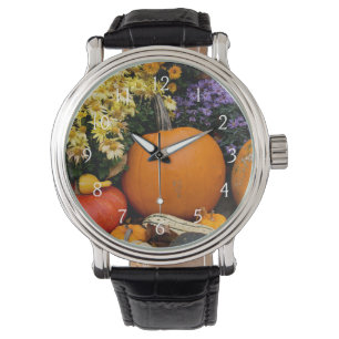 Farbenfrohe Kürbisanzeige Armbanduhr