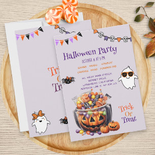 Farbenfrohe Kürbiskandy Kids Halloween Leckereien Einladung