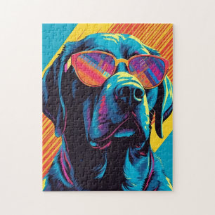 Farbenfrohe Labrador mit Sonnenbrille