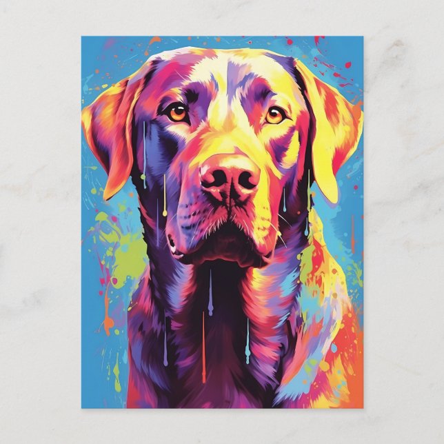 Farbenfrohe Labrador Postkarte (Vorderseite)