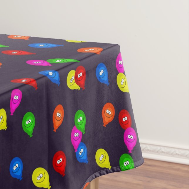 Farbenfrohe Lächeln Balloons schwarz Tischdecke (Beispiel)