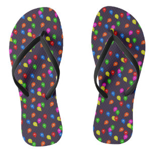 Farbenfrohe Lächeln Balloons Schwarze Flip Flops
