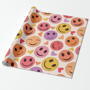 Farbenfrohe lächelnde glückliche Gesichter mit Her Geschenkpapier