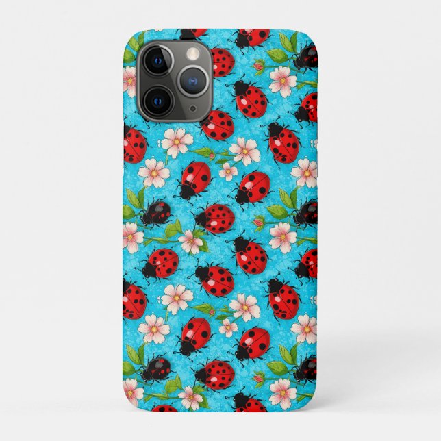 Farbenfrohe Ladybug-Muster mit Blume Case-Mate iPhone Hülle (Rückseite)