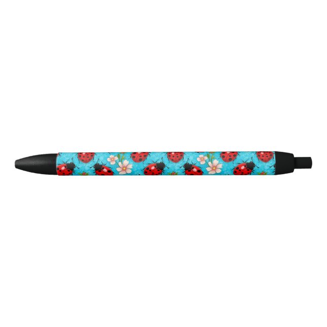 Farbenfrohe Ladybug-Muster mit Blume Kugelschreiber (Vorderseite)
