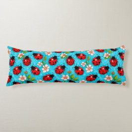 Farbenfrohe Ladybug-Muster mit Blume Seitenschläferkissen