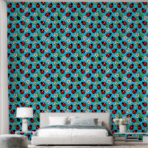 Farbenfrohe Ladybug-Muster mit Blume