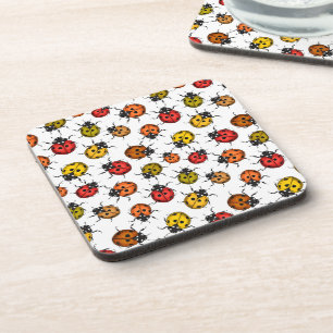Farbenfrohe Ladybugs auf weiß Getränkeuntersetzer
