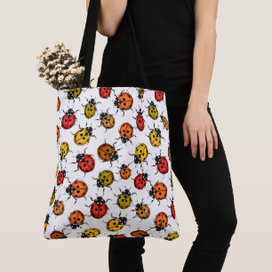 Farbenfrohe Ladybugs auf weiß Tasche