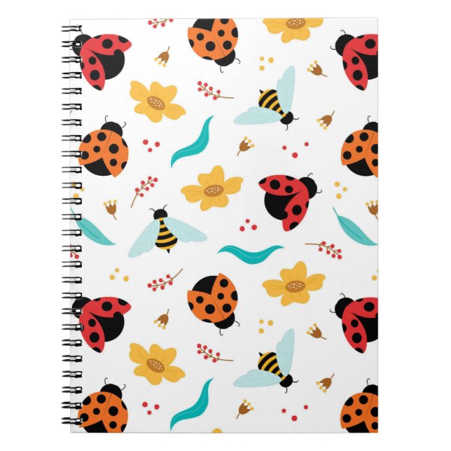 Farbenfrohe Ladybugs und Bienen Notizblock (Vorderseite)