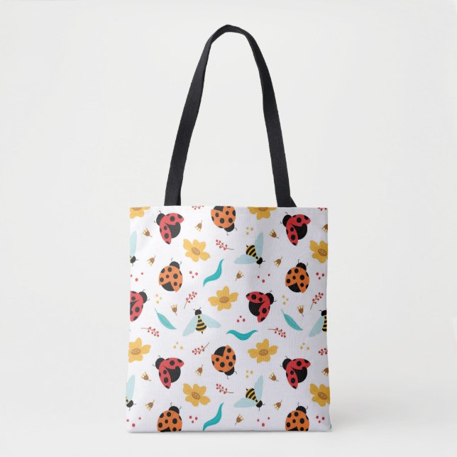 Farbenfrohe Ladybugs und Bienen Tasche (Vorderseite)