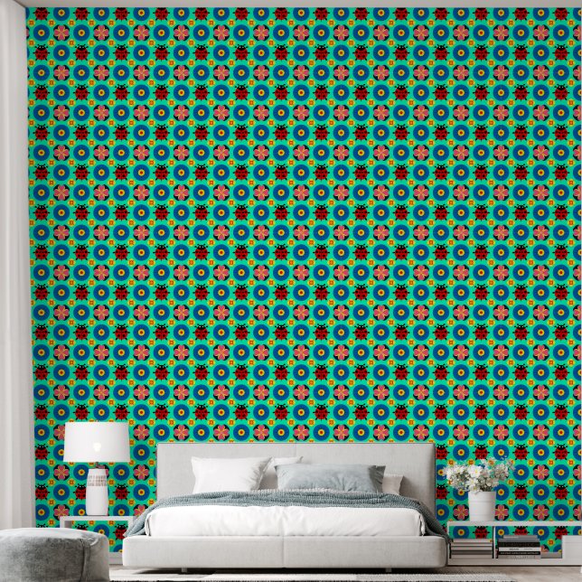 farbenfrohe Ladybugs und Blume Tapete (Schlafzimmer)