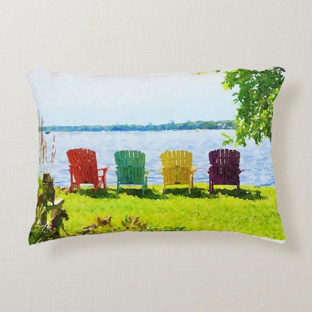Farbenfrohe Lakeside Adirondack Stühle Akzente Kis Dekokissen (Vorderseite)