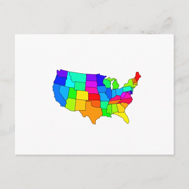 Farbenfrohe Landkarte der USA Postkarte (Vorderseite)