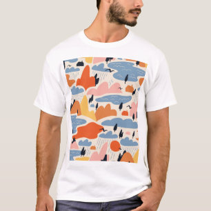 Farbenfrohe Landschaft, Berge, Seen, nahtlos. T-Shirt