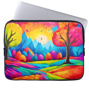 Farbenfrohe Landschaft im Stil der Dreameischen Ku Laptopschutzhülle