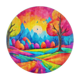 Farbenfrohe Landschaft im Stil der Dreameischen Ku Schneidebrett