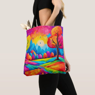 Farbenfrohe Landschaft im Stil der Dreameischen Ku Tasche