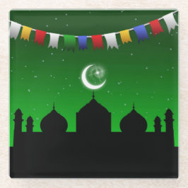 Farbenfrohe Landschaft mit Moschee - Untersetzer a