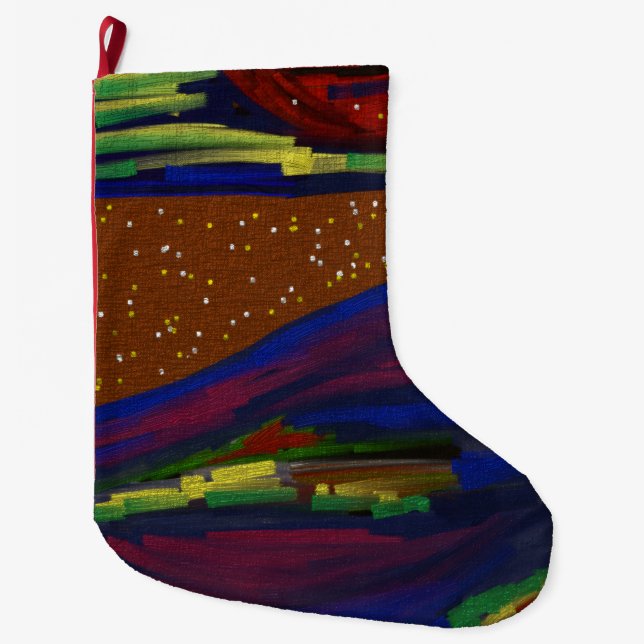 Farbenfrohe Landschaft Weihnachten Strumpf Großer Weihnachtsstrumpf (Vorderseite)