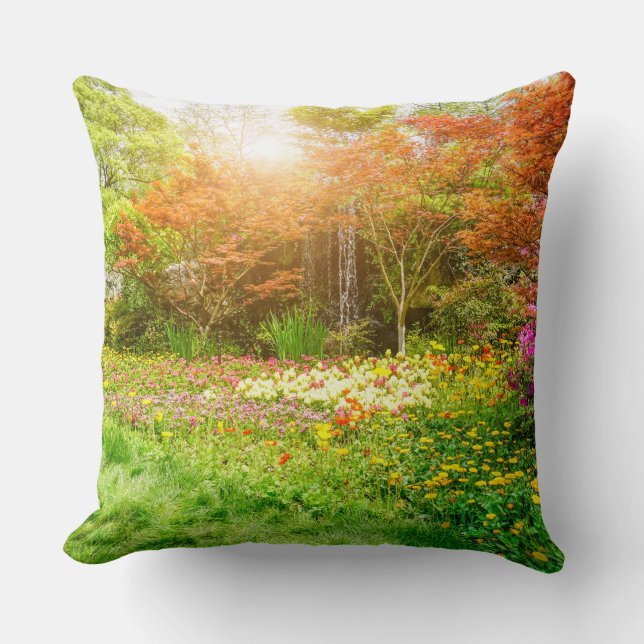 Farbenfrohe Landschaftliche Wasserfall Landschaft Kissen (Vorderseite)