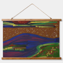 Farbenfrohe Landschaftsbrücke Kunstwerk Wandteppich Mit Holzrahmen