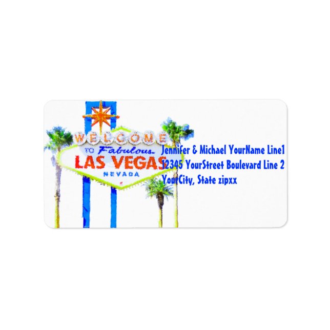 Farbenfrohe Las Vegas Begrüßungszeichen Adressaufkleber (Vorne)