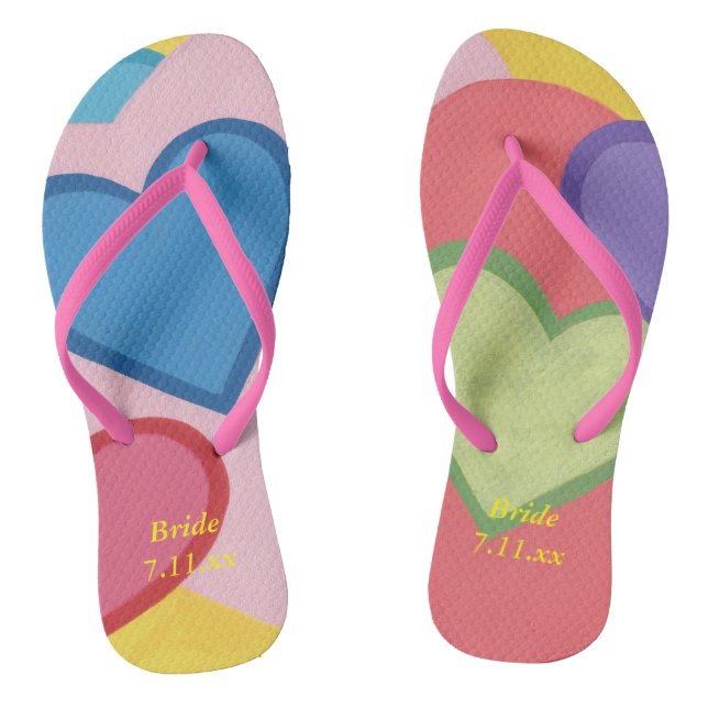 Farbenfrohe Layered Hearts Bride Wedding Flip Flop (Fußbett)