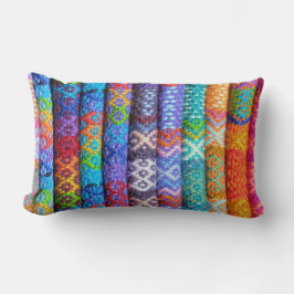 Farbenfrohe Layered Woven Fabric Look Boho Lendenkissen