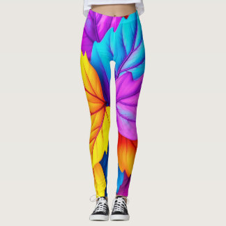 Farbenfrohe Leaf Print kühl und lebendig Leggings