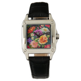 Farbenfrohe lebendige Blume Armbanduhr