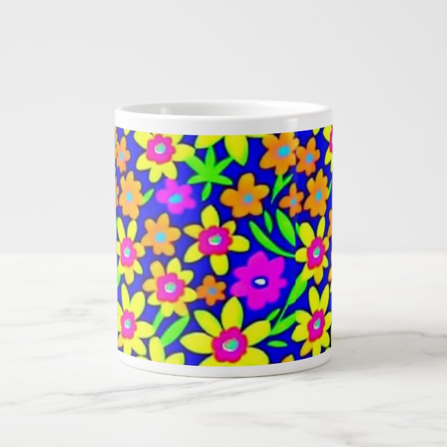 Farbenfrohe lebendige Blume Jumbo-Tasse (Vorderseite)