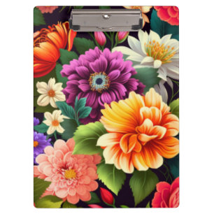 Farbenfrohe lebendige Blume Klemmbrett