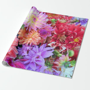 Farbenfrohe, lebendige Dahlia-Blume Geschenkpapier