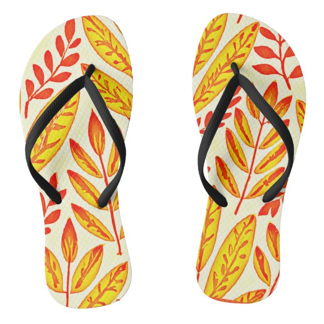 Farbenfrohe, lebendige Foliage Mosaik-Blätter Must Flip Flops (Fußbett)