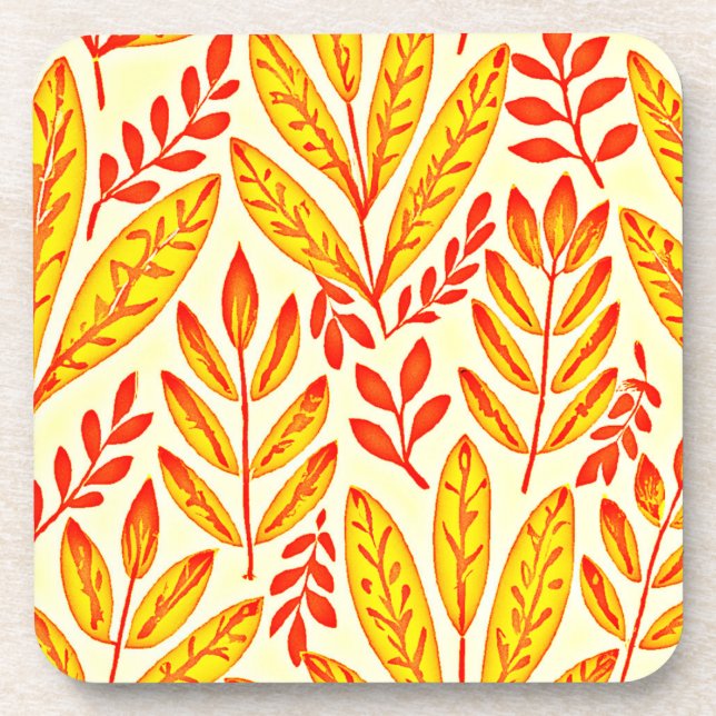 Farbenfrohe, lebendige Foliage Mosaik-Blätter Must Getränkeuntersetzer (Vorderseite)