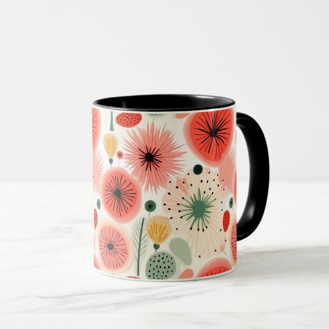 Farbenfrohe, lebendige Frucht-Blume Nahtloses Must Tasse (VorderseiteRechts)