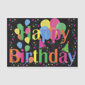 Farbenfrohe lebendige Happy Birthday Balloons Blac Seidenpapier