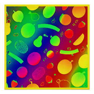 Farbenfrohe, lebendige Neon Frucht Muster Kunst Poster